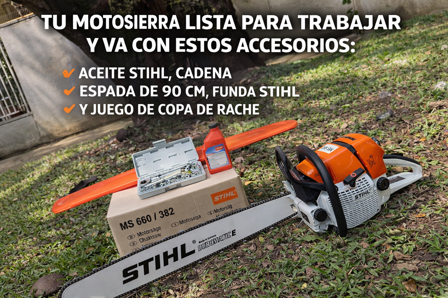 Motosierra STIHL MS 660 MAGNUM ALEMANA + ACEITE + JUEGO COPAS RACHE
